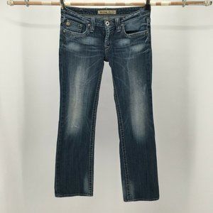 Big Star Sweet Ultra Low Rise Jeans Womens 29 Regular Blue Bootcut Denim Zip Fly